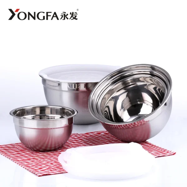 Eco-friendly Mirror Polish 18cm Mixing Bowl Set Stainless Steel salad Bowl Set For Kitchenware Salad Bowls With Lid