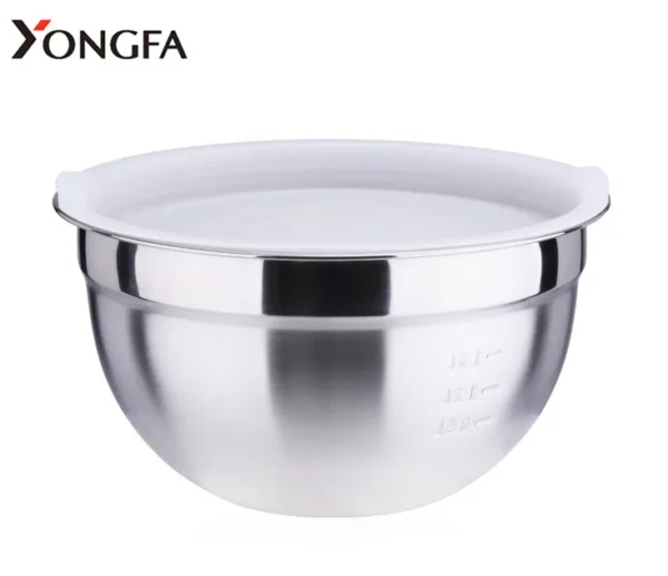 Eco-friendly Mirror Polish 18cm Mixing Bowl Set Stainless Steel salad Bowl Set For Kitchenware Salad Bowls With Lid - Image 2