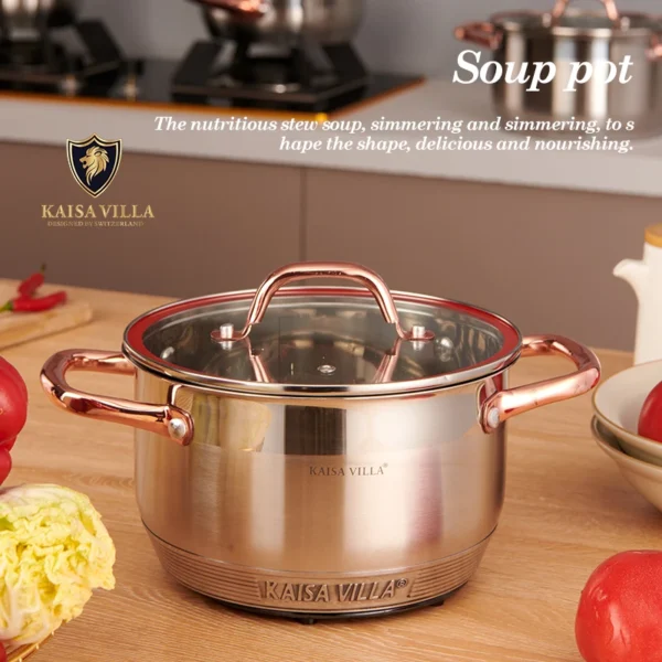 KAISA VILLA KV-6636 In Stock Stainless Steel Cooking Pot Set Kitchenware 12 Piece None Stick Pots Set Cookware Sets Kitchen - Image 4